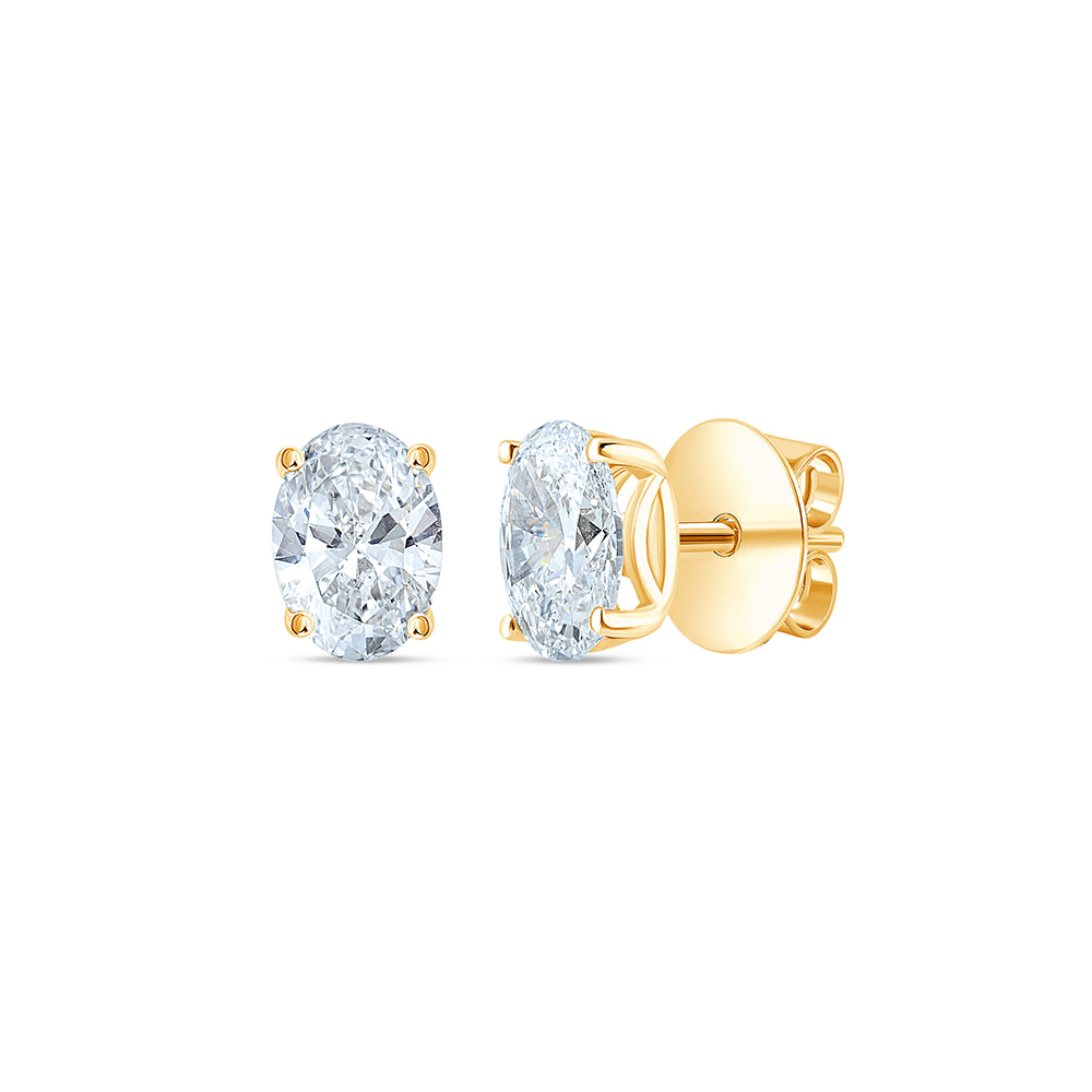 2 Carat Oval Cut Solitaire Stud Earrings