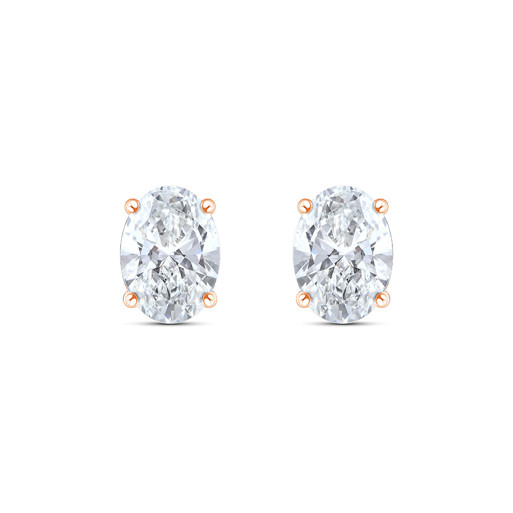 4 Carat Oval Cut Solitaire Stud Earrings