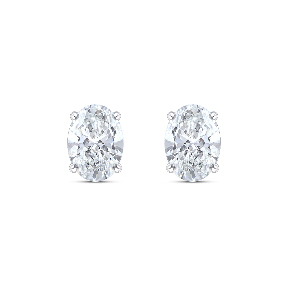 4 Carat Oval Cut Solitaire Stud Earrings