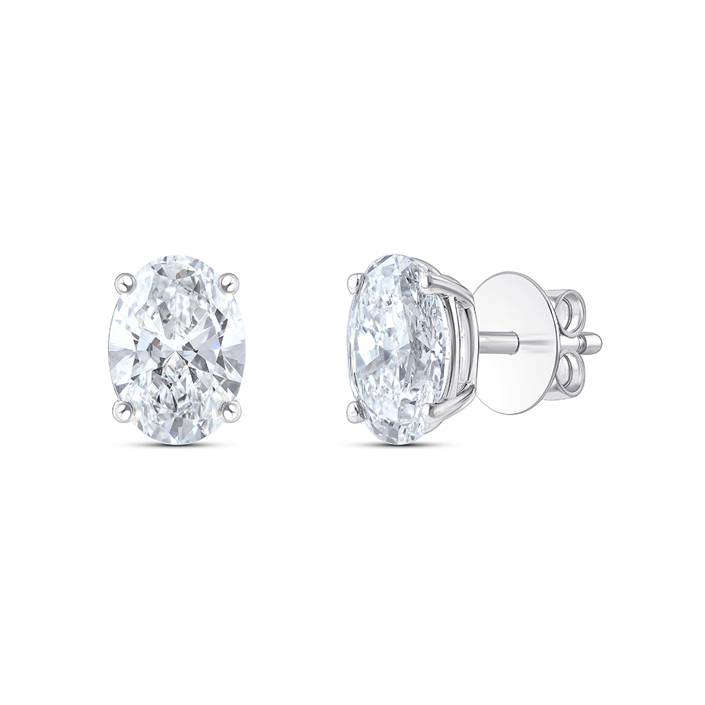 4 Carat Oval Cut Solitaire Stud Earrings