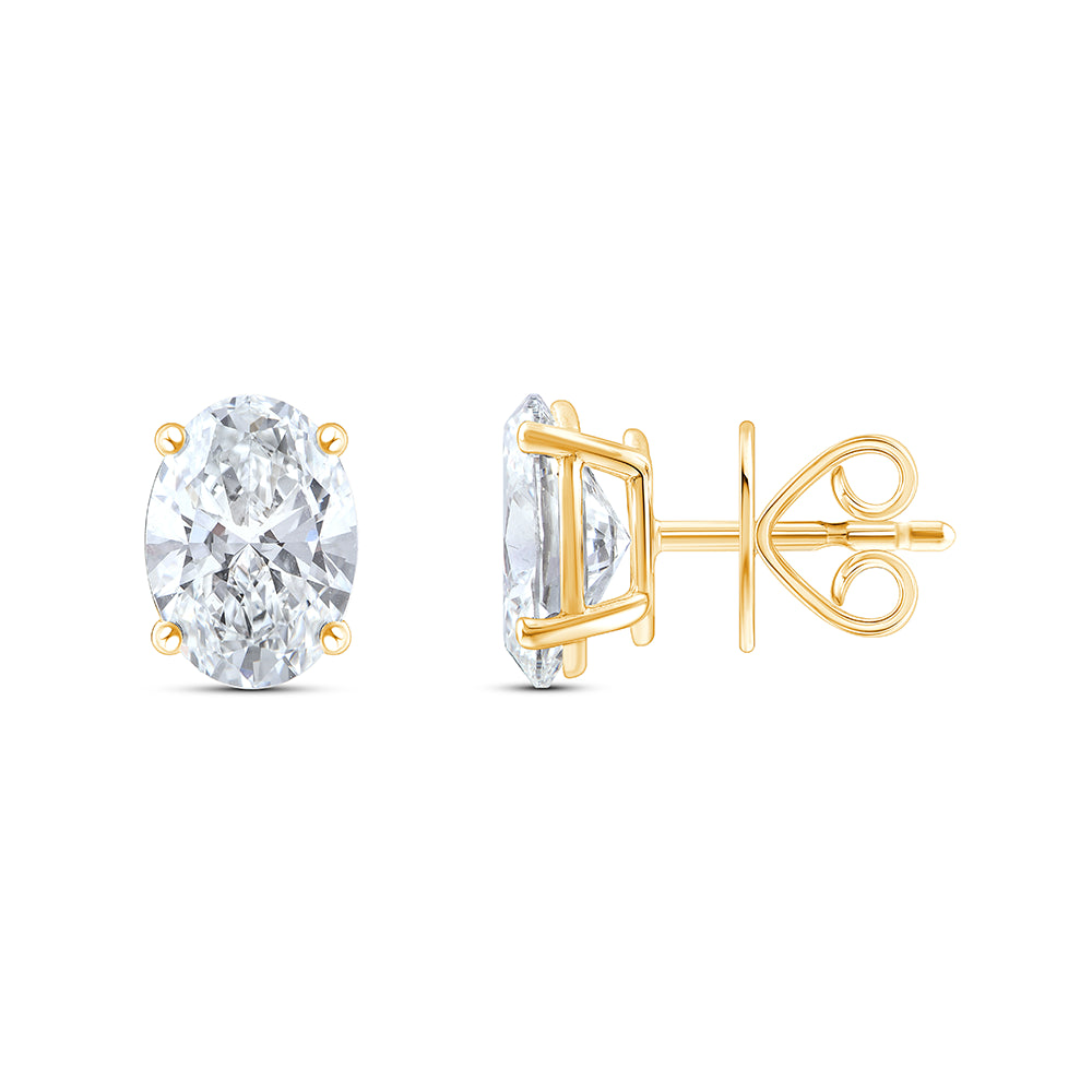4 Carat Oval Cut Solitaire Stud Earrings