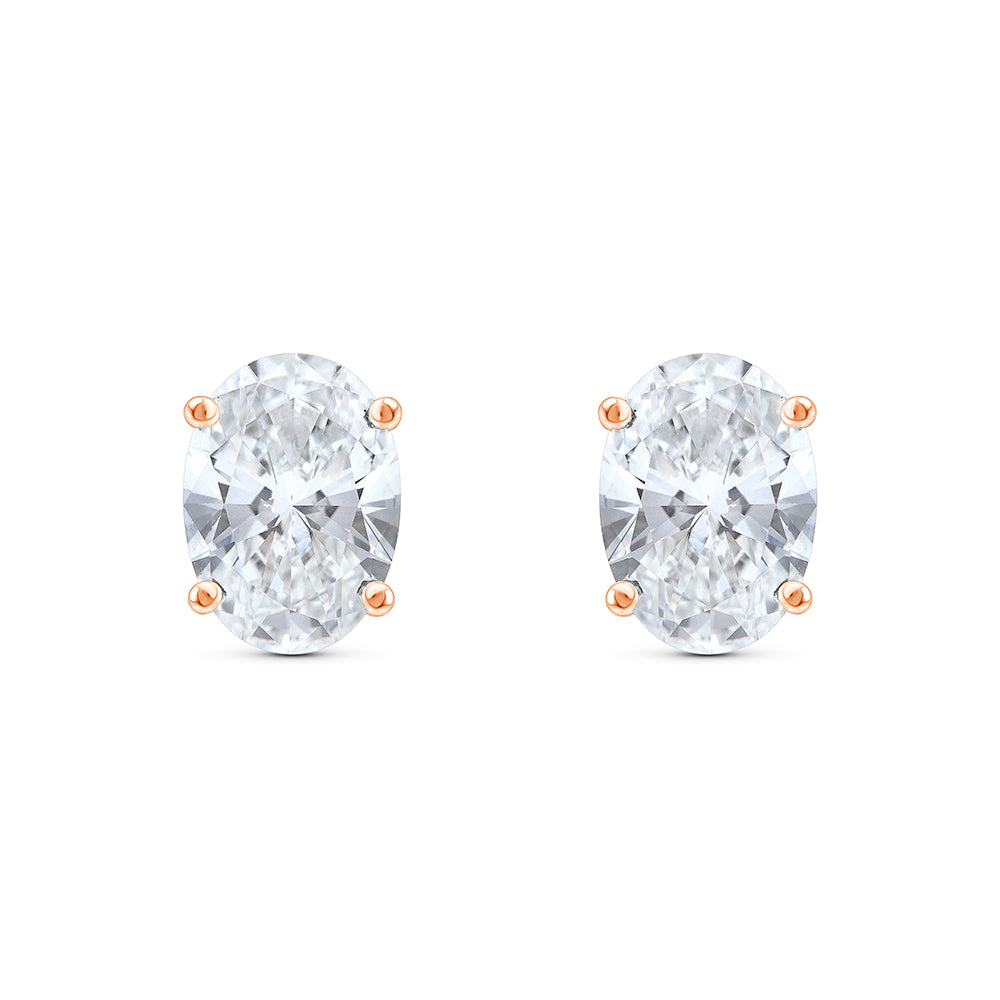 6 Carat Oval Cut Solitaire Stud Earrings