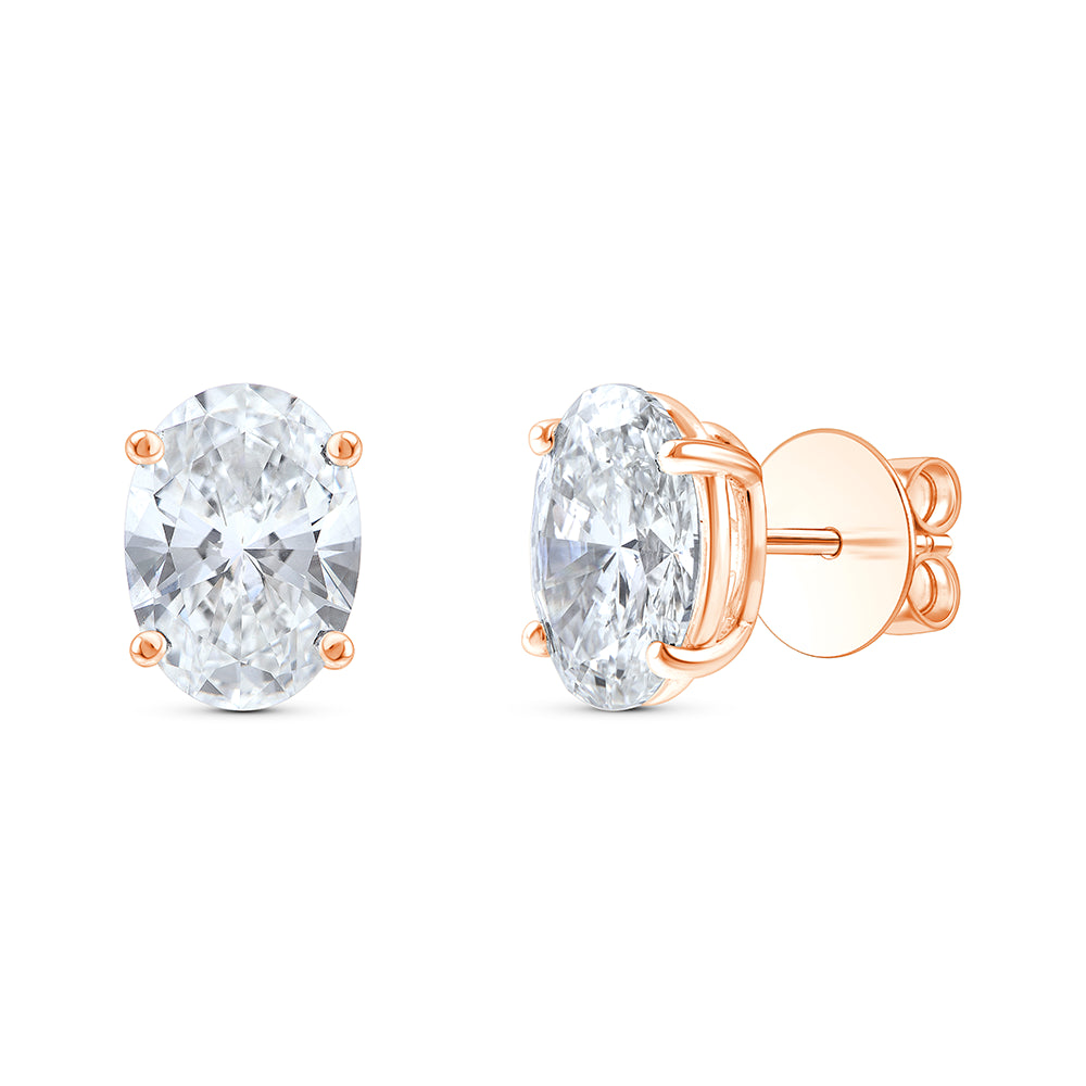 6 Carat Oval Cut Solitaire Stud Earrings