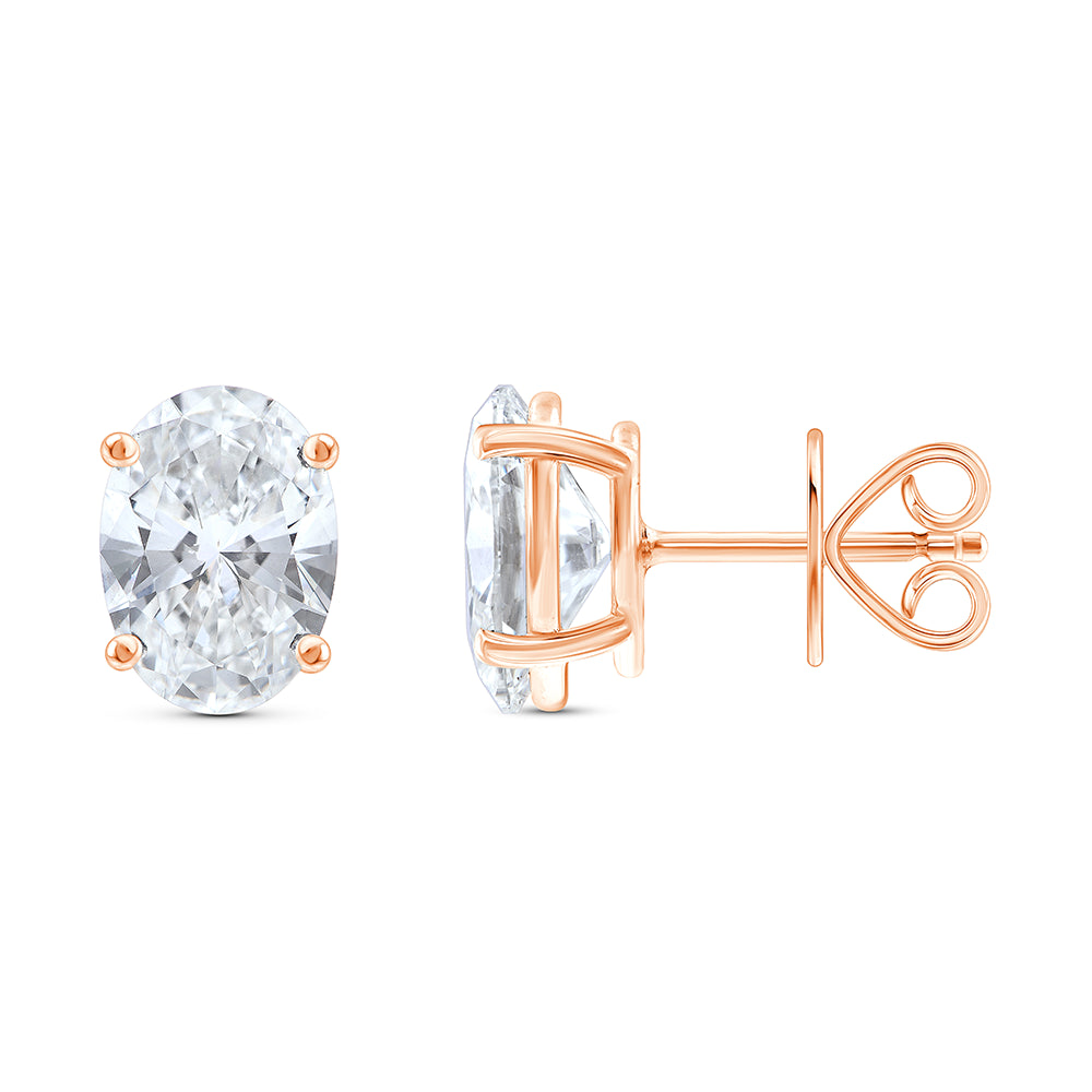 6 Carat Oval Cut Solitaire Stud Earrings