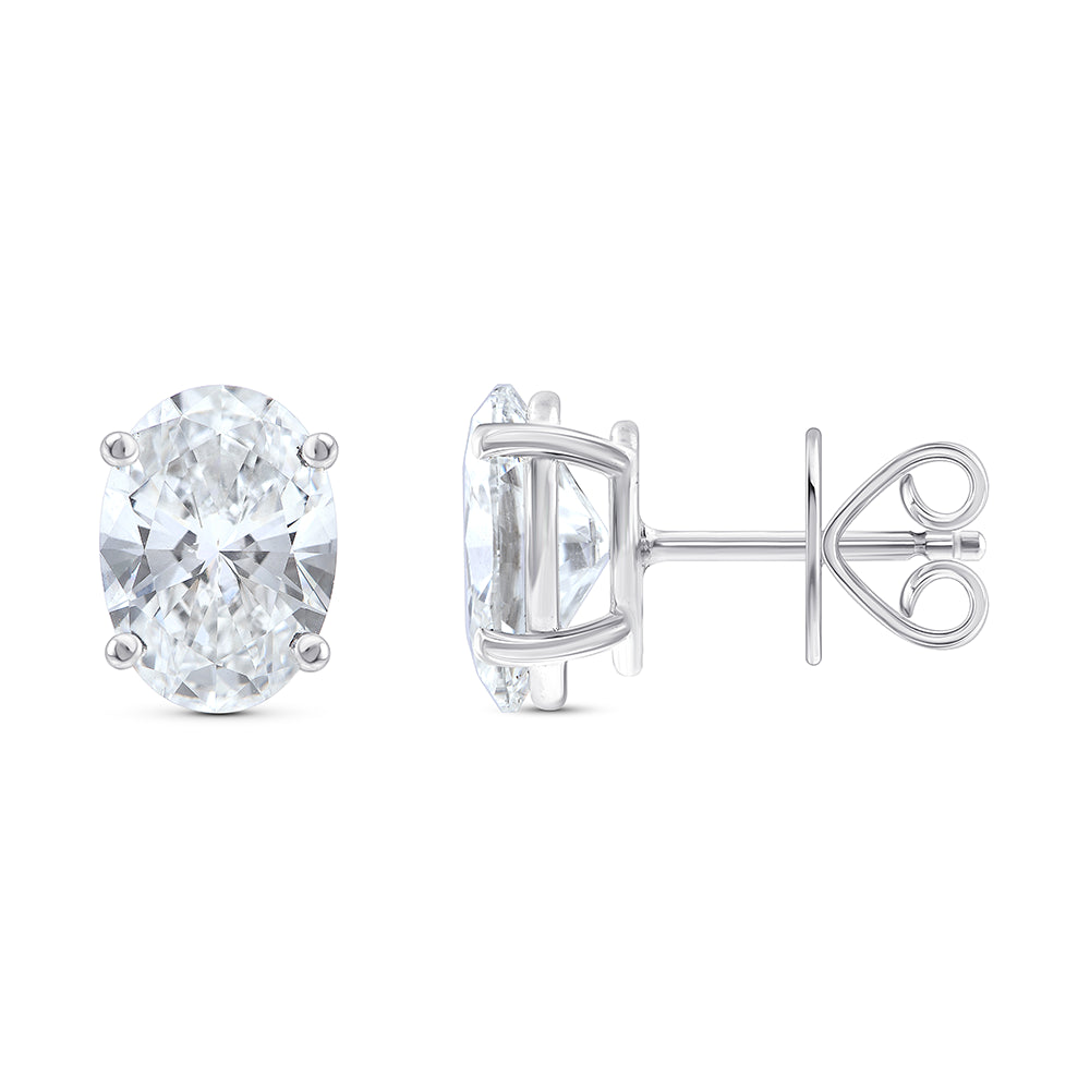 6 Carat Oval Cut Solitaire Stud Earrings