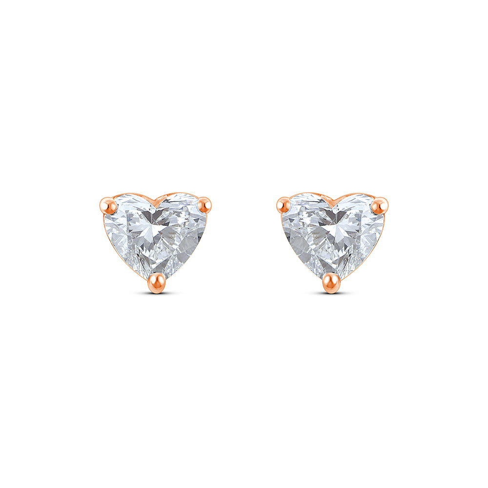 1 Carat Heart Cut Solitaire Stud Earrings