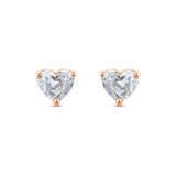 1 Carat Heart Cut Solitaire Stud Earrings