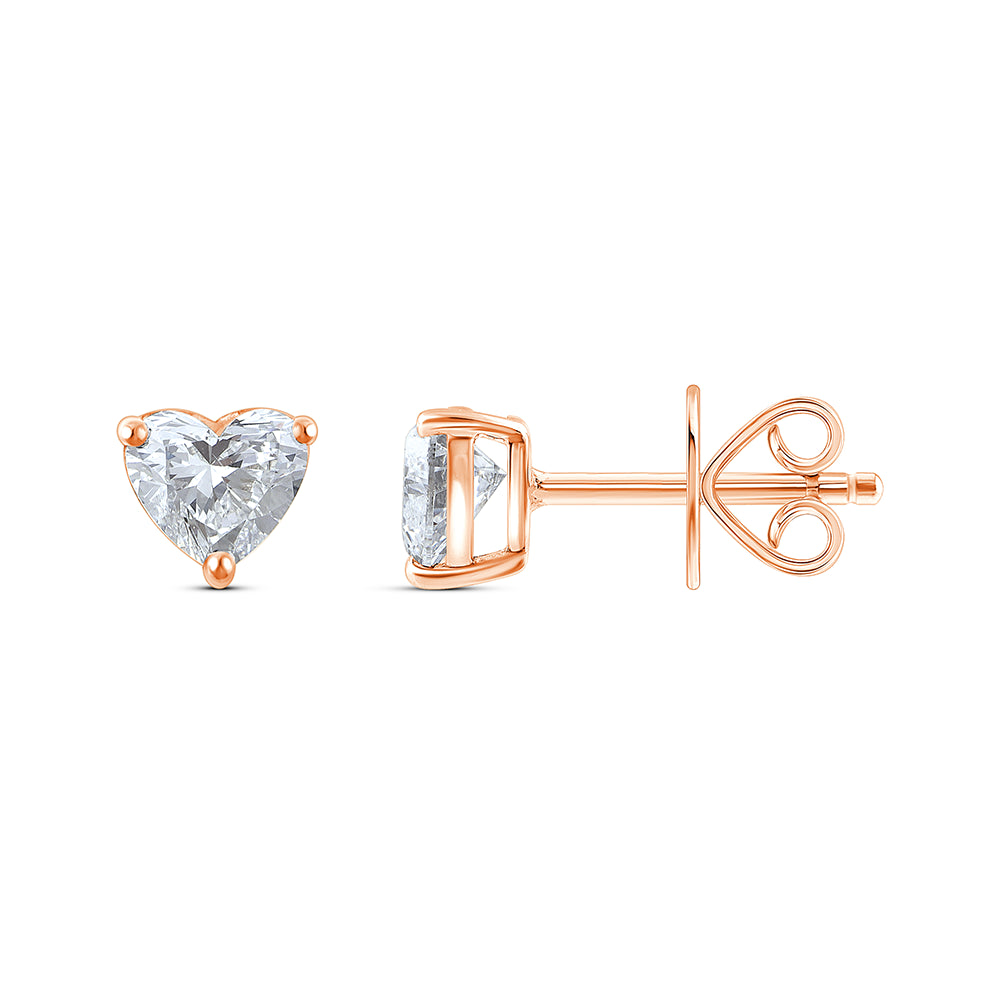 1 Carat Heart Cut Solitaire Stud Earrings
