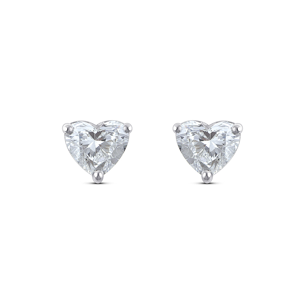 1 Carat Heart Cut Solitaire Stud Earrings