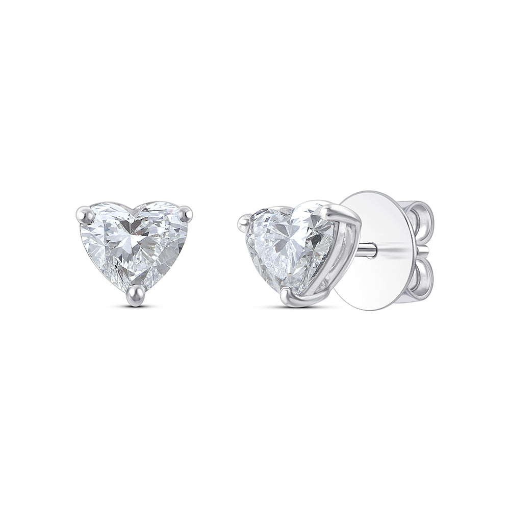 1 Carat Heart Cut Solitaire Stud Earrings