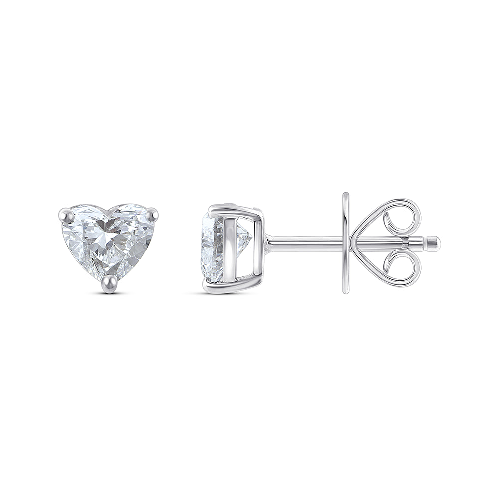 1 Carat Heart Cut Solitaire Stud Earrings