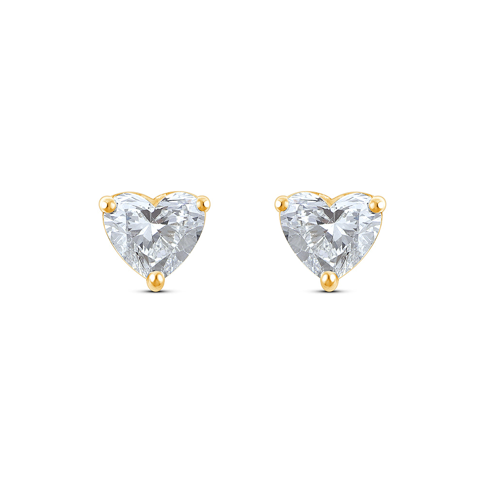 1 Carat Heart Cut Solitaire Stud Earrings
