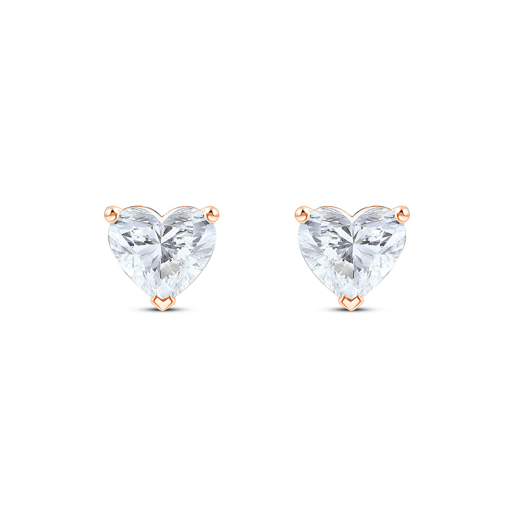 2 Carat Heart Cut Solitaire Stud Earrings