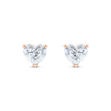 2 Carat Heart Cut Solitaire Stud Earrings