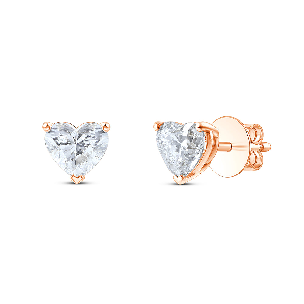 2 Carat Heart Cut Solitaire Stud Earrings