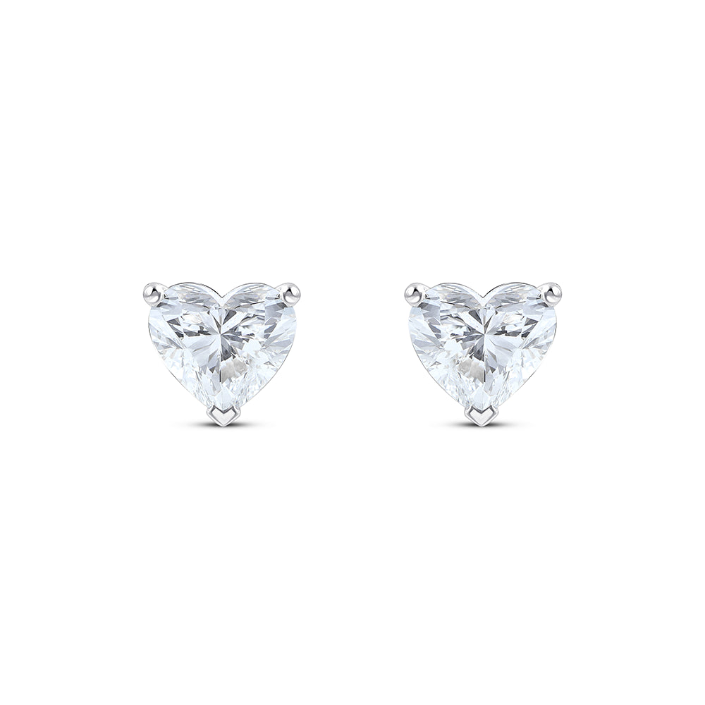 2 Carat Heart Cut Solitaire Stud Earrings