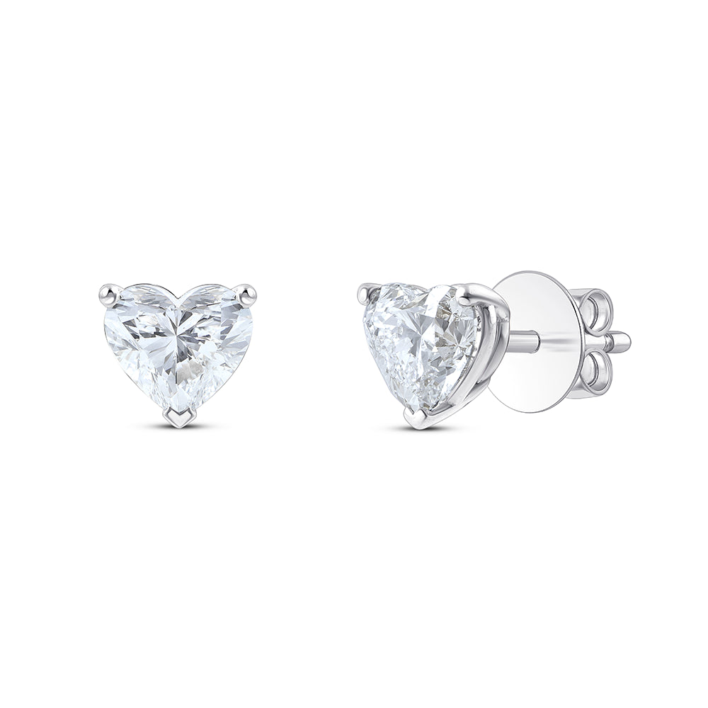 2 Carat Heart Cut Solitaire Stud Earrings