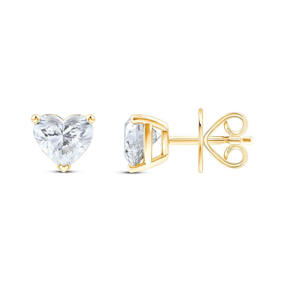 2 Carat Heart Cut Solitaire Stud Earrings
