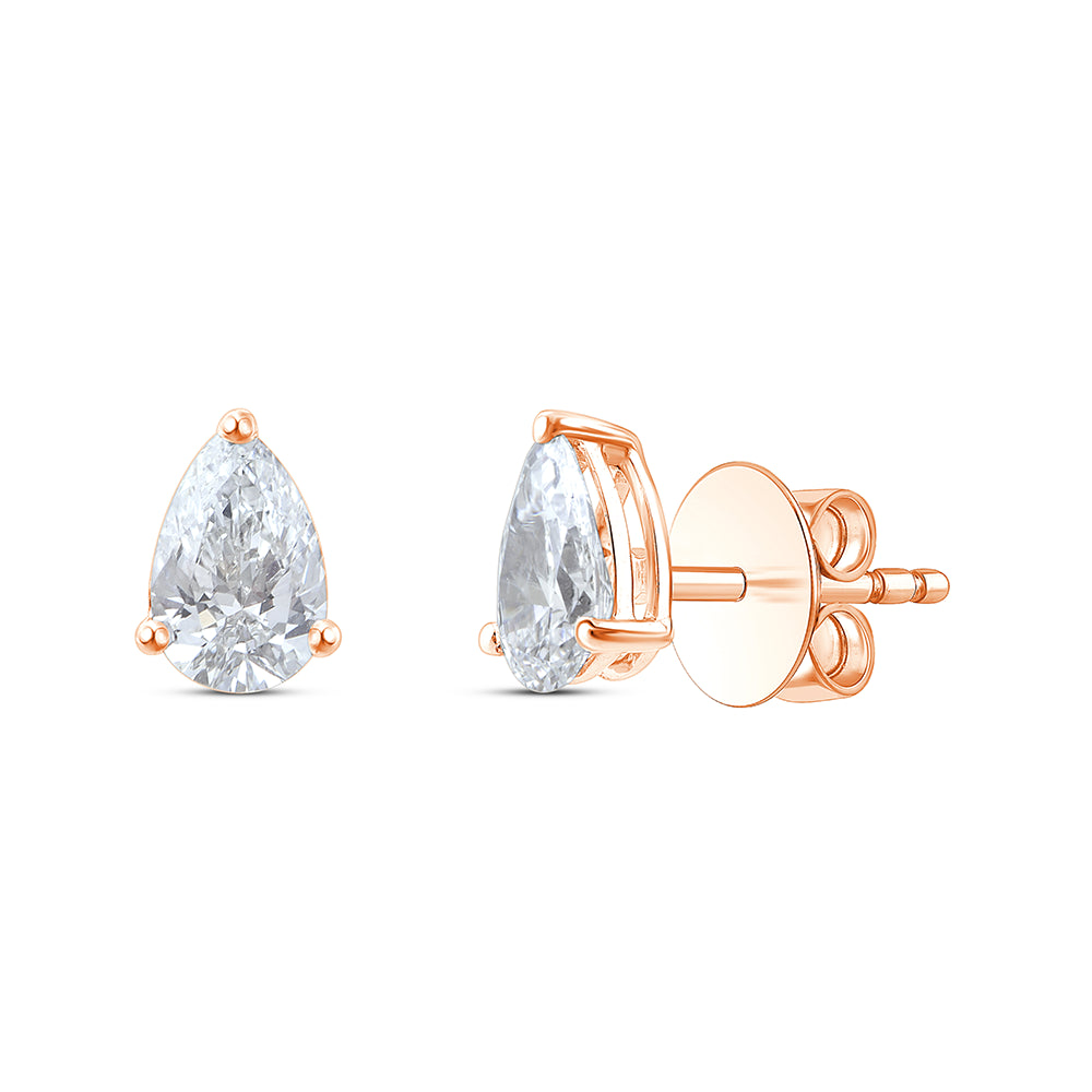 1 Carat Pear Cut Solitaire Stud Earrings