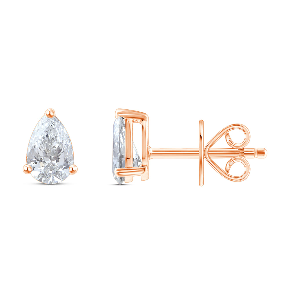 1 Carat Pear Cut Solitaire Stud Earrings