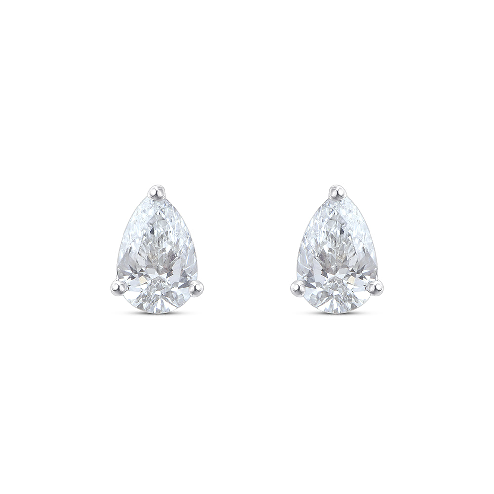 1 Carat Pear Cut Solitaire Stud Earrings