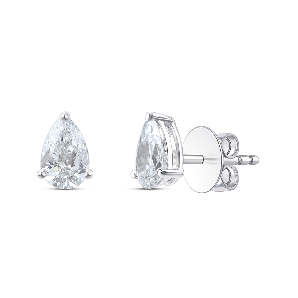 1 Carat Pear Cut Solitaire Stud Earrings