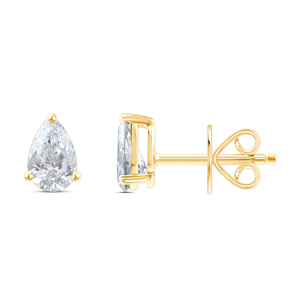 1 Carat Pear Cut Solitaire Stud Earrings