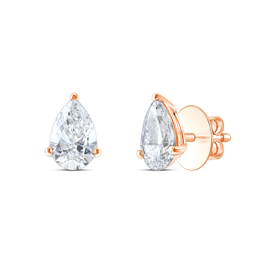 2 Carat Pear Cut Solitaire Stud Earrings