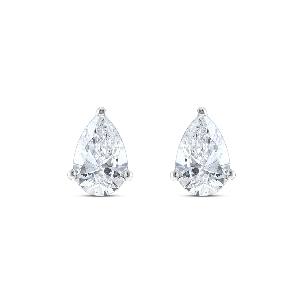2 Carat Pear Cut Solitaire Stud Earrings