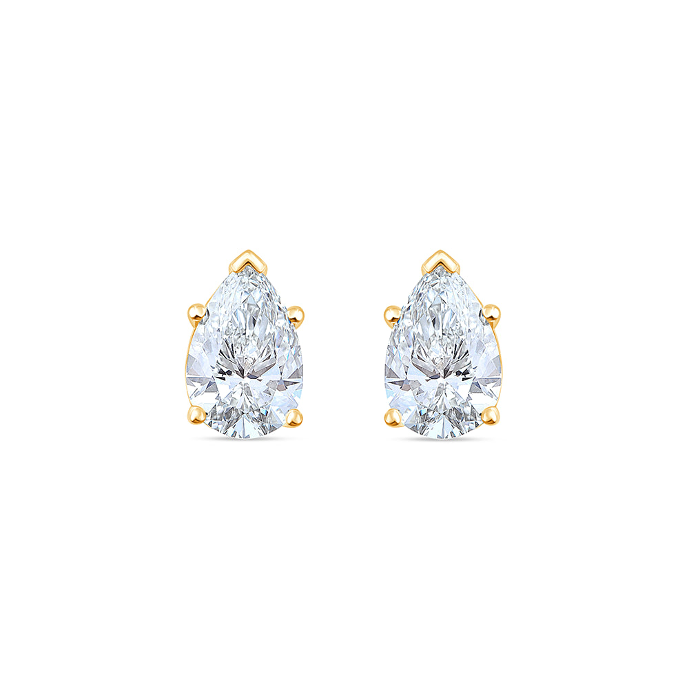4 Carat Pear Cut Solitaire Stud Earrings