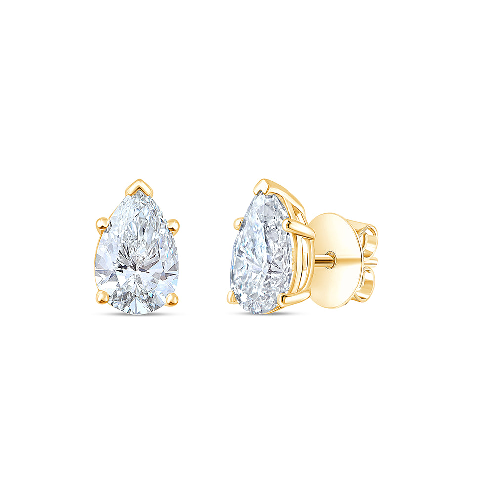4 Carat Pear Cut Solitaire Stud Earrings