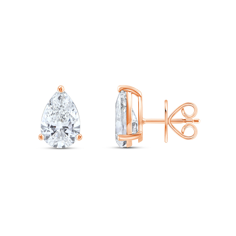 6 Carat Pear Cut Solitaire Stud Earrings
