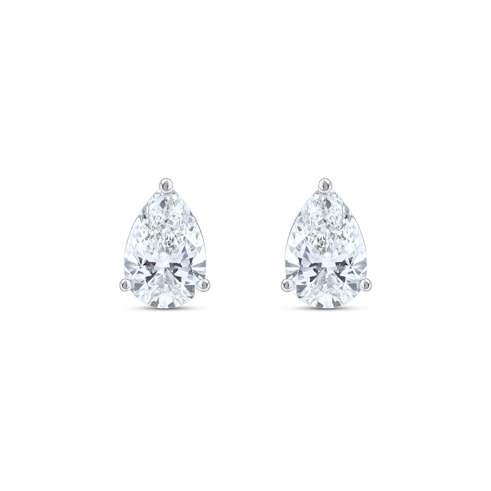 6 Carat Pear Cut Solitaire Stud Earrings