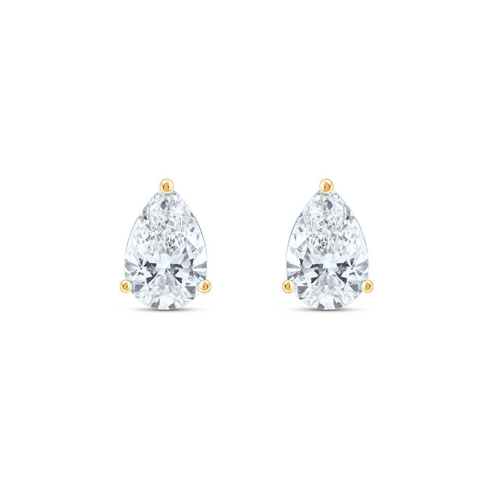 6 Carat Pear Cut Solitaire Stud Earrings