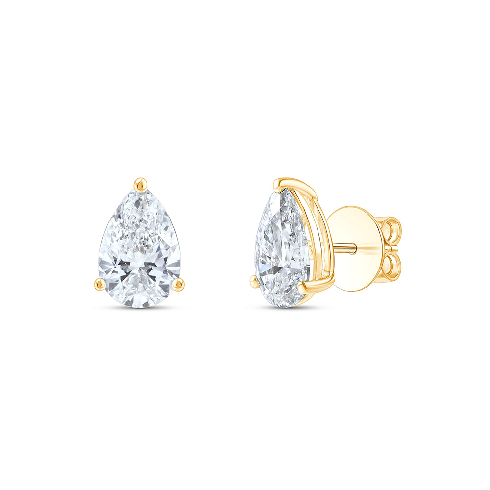 6 Carat Pear Cut Solitaire Stud Earrings
