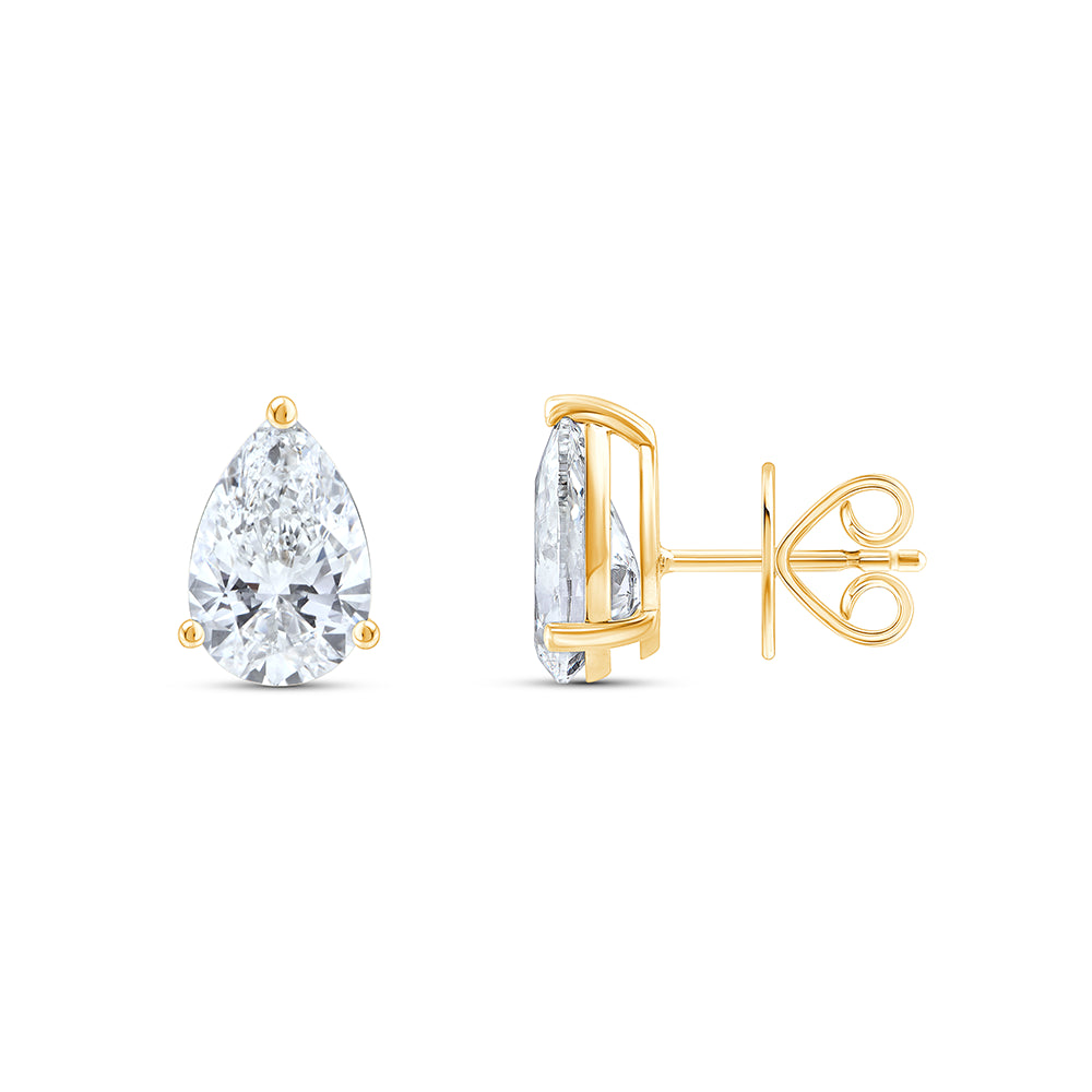 6 Carat Pear Cut Solitaire Stud Earrings
