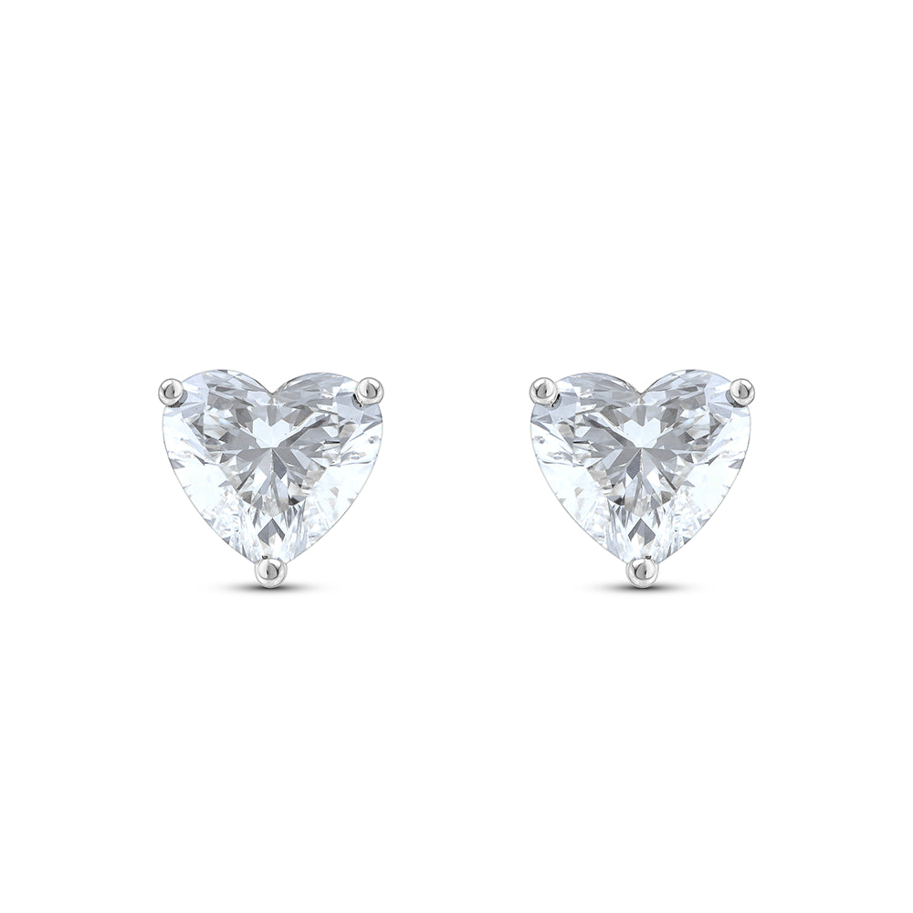 6 Carat Heart Cut Solitaire Stud Earrings