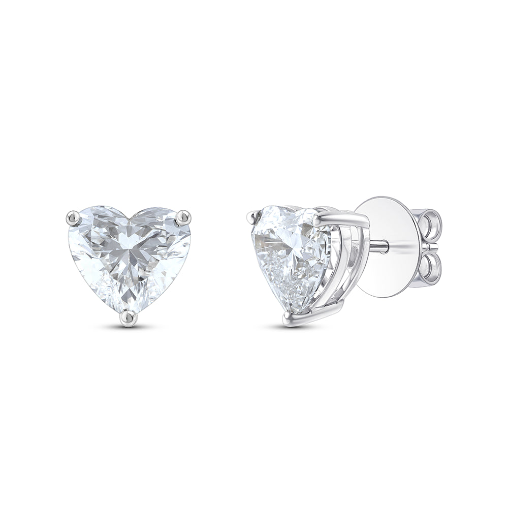 6 Carat Heart Cut Solitaire Stud Earrings