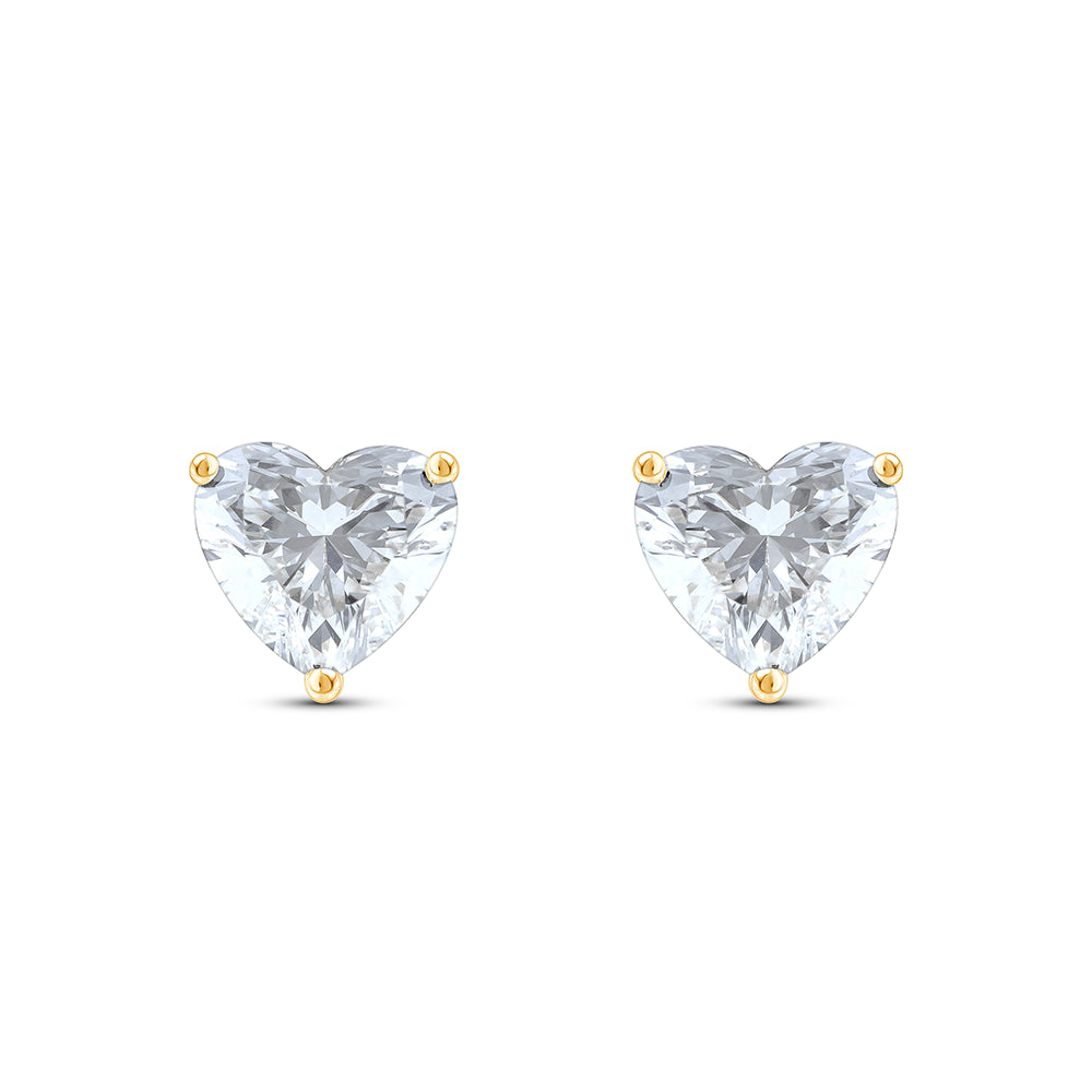 6 Carat Heart Cut Solitaire Stud Earrings