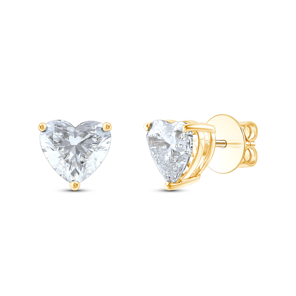 6 Carat Heart Cut Solitaire Stud Earrings