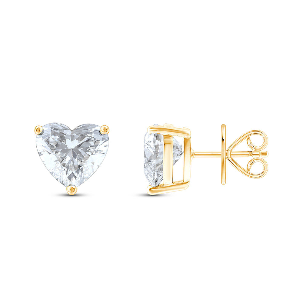 6 Carat Heart Cut Solitaire Stud Earrings