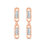 Baguette Cut Double Capsule Drop Earrings