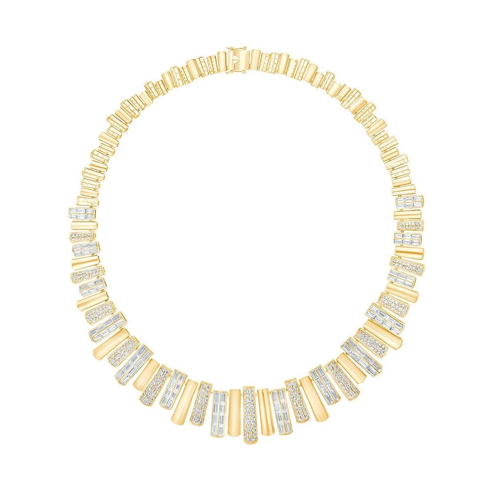 Mixed Cut Staggered Bar Necklace