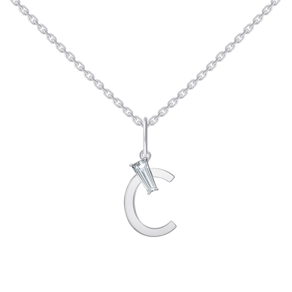 Baguette Cut Initial C Pendant