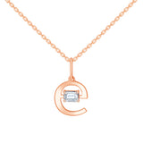 Emerald Cut Initial E Pendant
