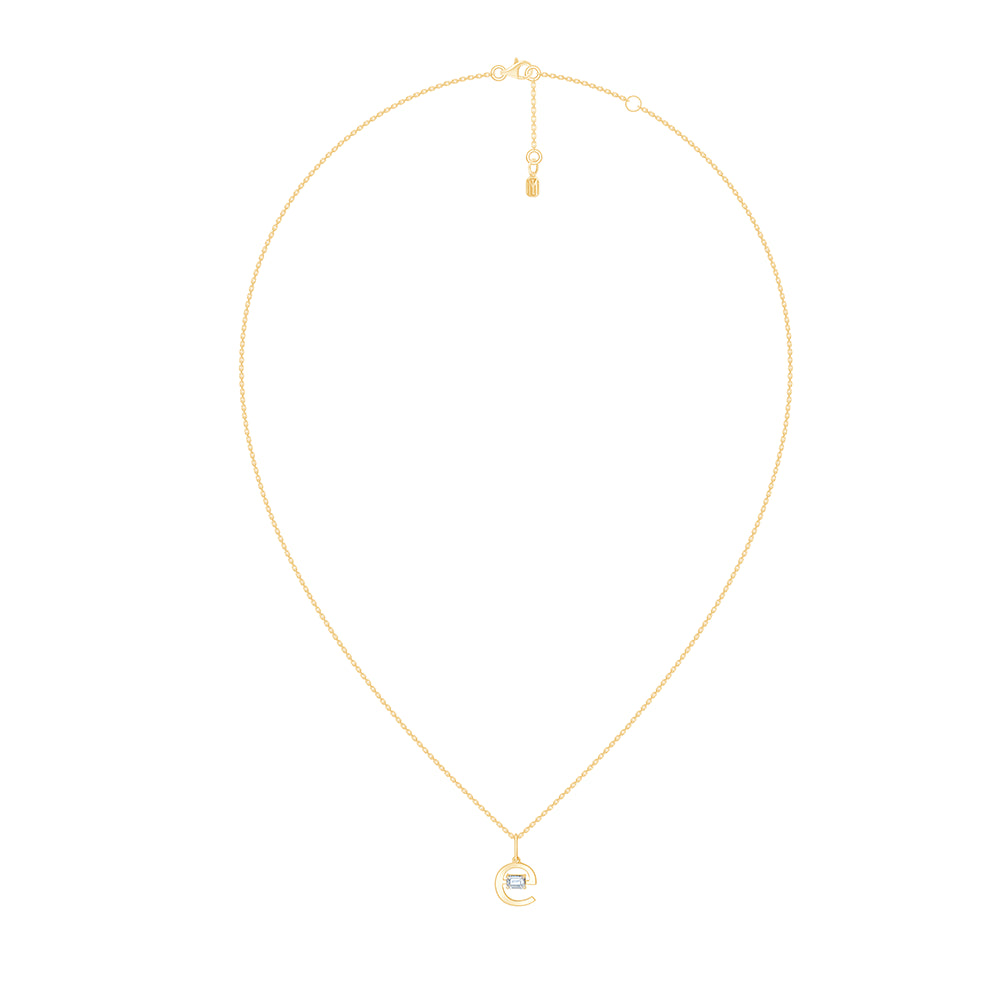 Emerald Cut Initial E Pendant