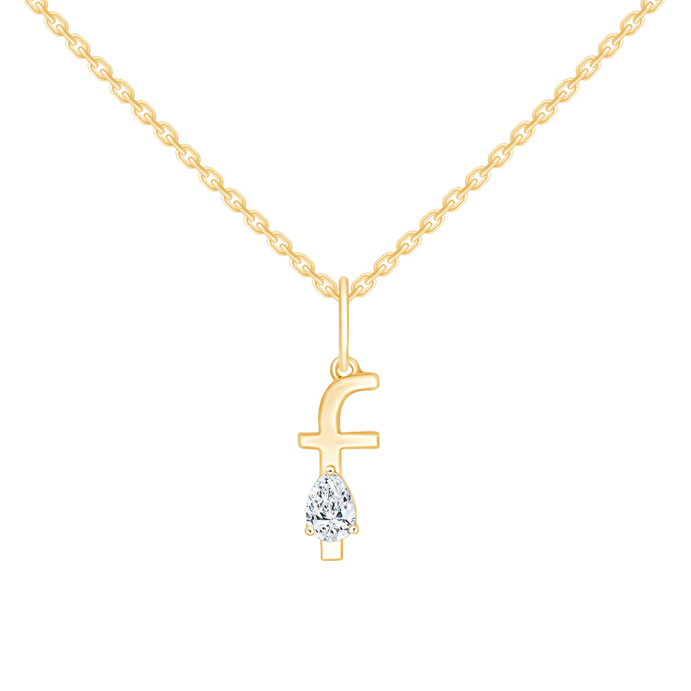 Pear Cut Initial F Pendant