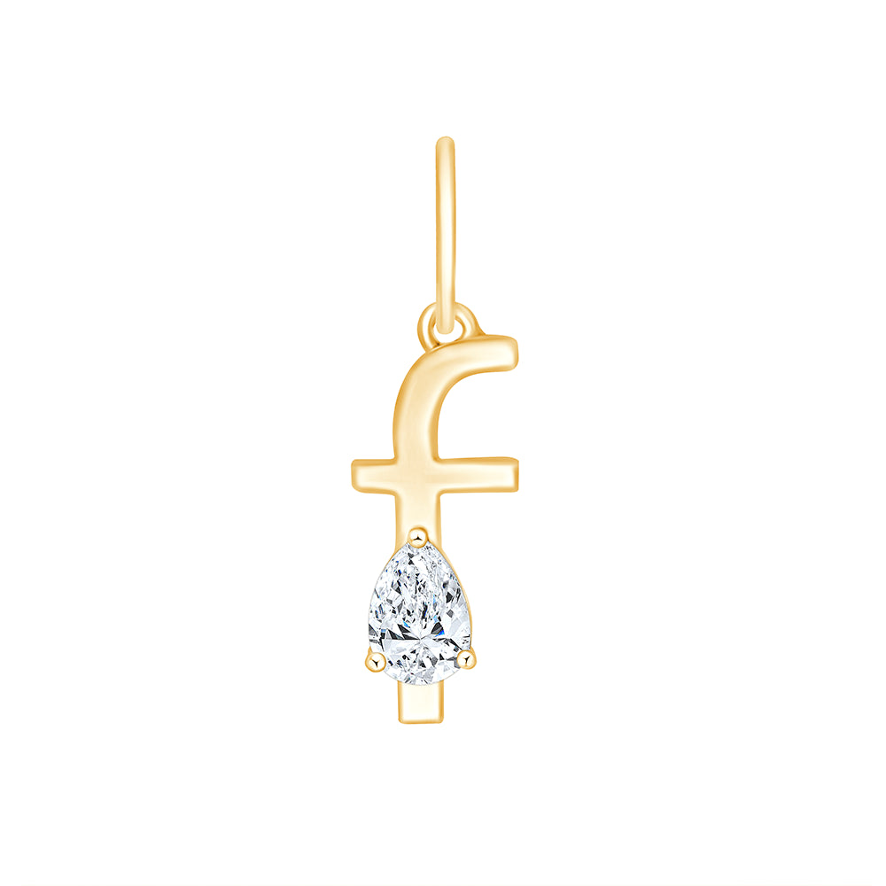 Pear Cut Initial F Pendant