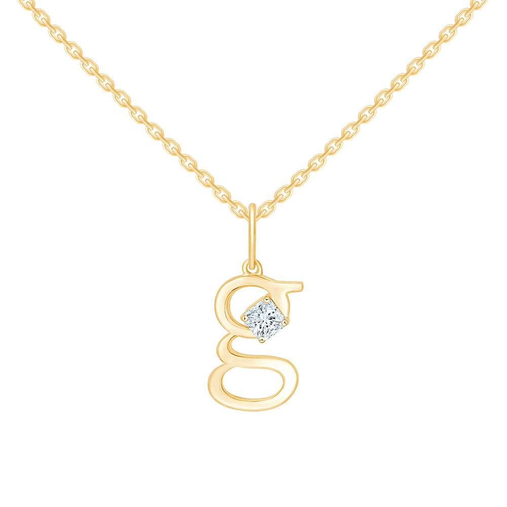 Princess Cut Initial G Pendant