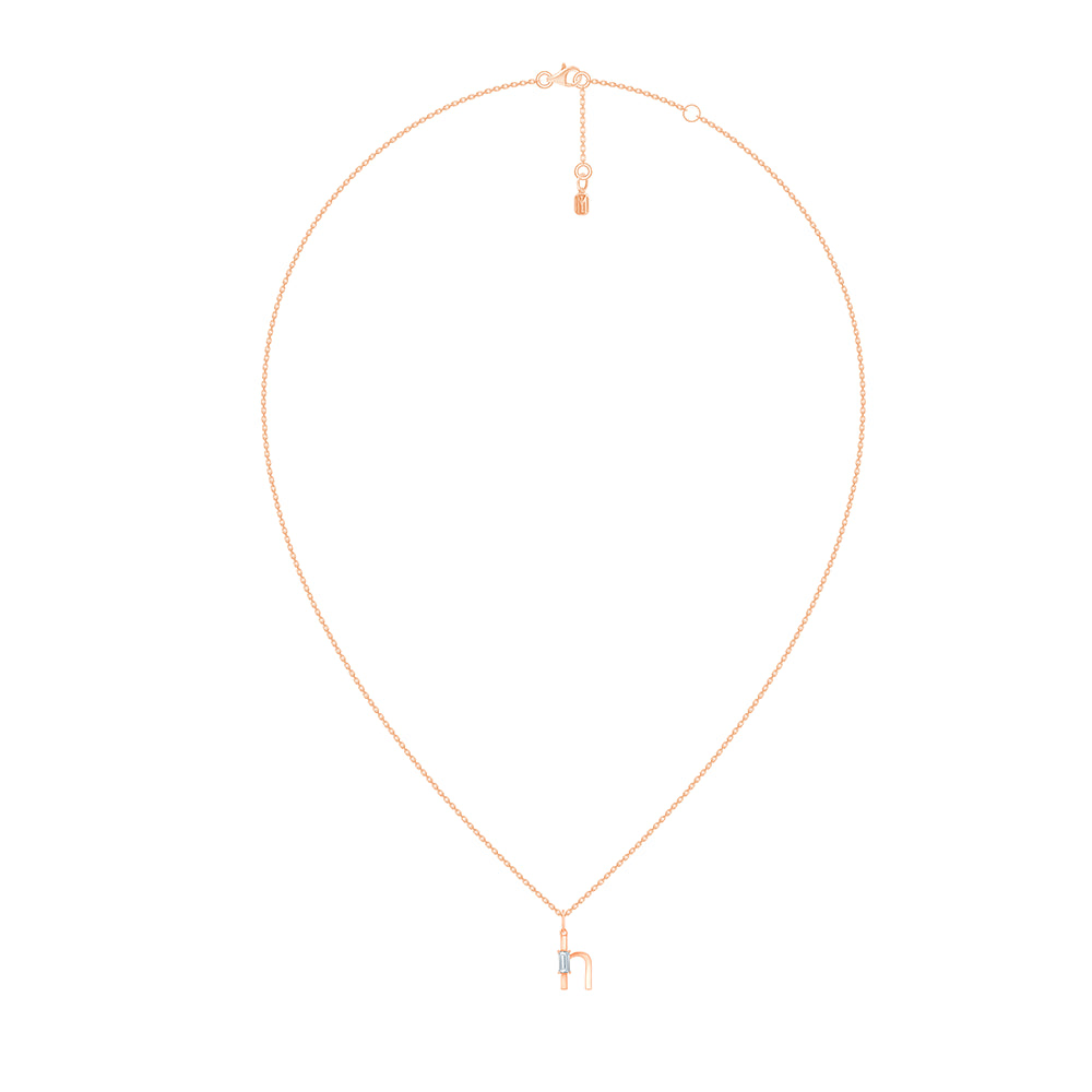 Baguette Cut Initial H Pendant